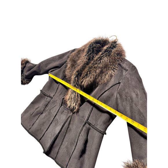 Vintage Utex Pennylane Coat Large Y2K Brown Faux Fur Mob Wife - Picture 4 of 13